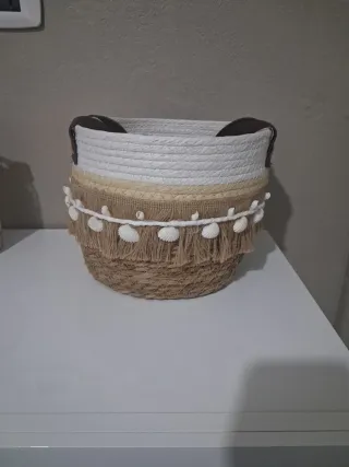 Cesto decorativo in juta e tessuto