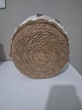 Cesto decorativo in juta e tessuto