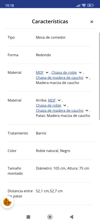 Mesa comedor roble Jysk