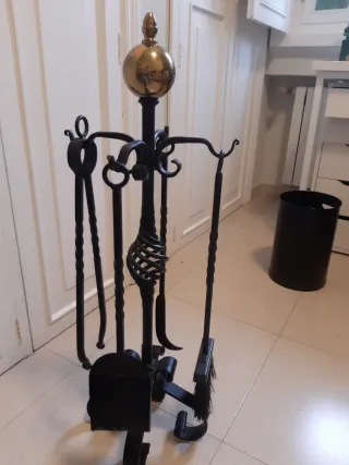 Juego Chimenea Hierro Forjado Negro/Dorado ,URGENT