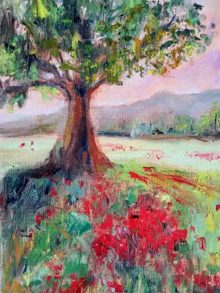 Dipinto ad olio su tela: Paesaggio astratto