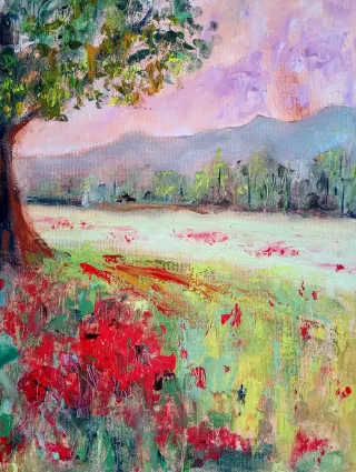 Dipinto ad olio su tela: Paesaggio astratto