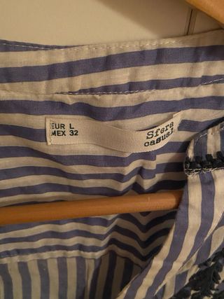 Camisa Sfera Rayas Azul y Blanco Talla L