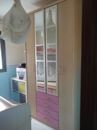 Armario plegable 120cm beige/rosa