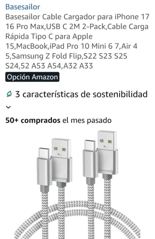 Basesailor Cavo Caricatore USB C 2M 2-Pack