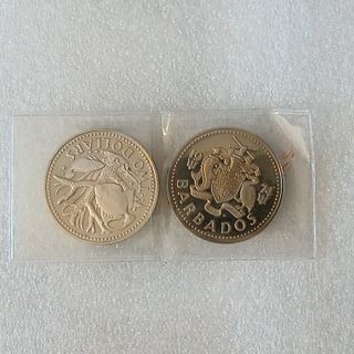 Monete Barbados e Bahamas