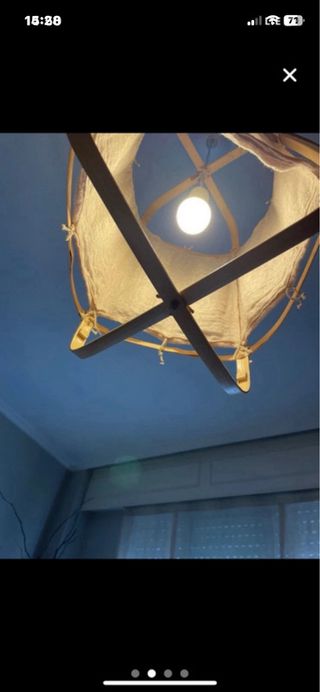 Lámpara colgante bambú y lino