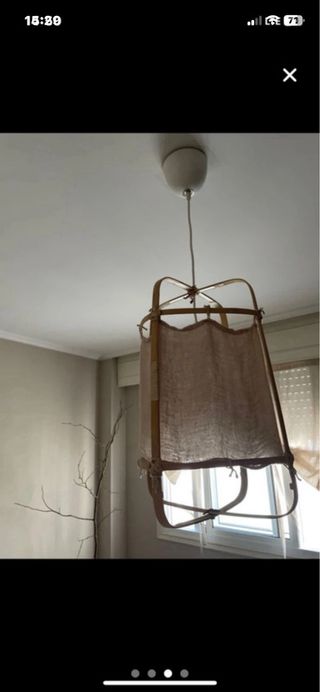 Lámpara colgante bambú y lino