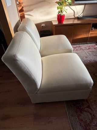 2 poltrone stile crema in pelle