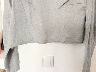 Sudadera Crop Zara Gris Talla S