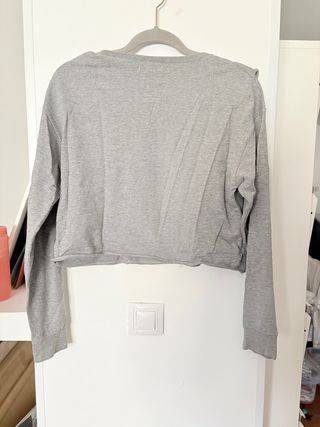 Sudadera Crop Zara Gris Talla S