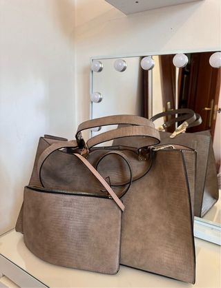 Bolso Zara Beige Piel Serpiente