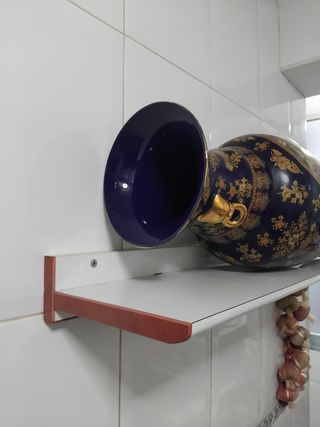 Jarrón Vintage Grande Azul Dorado