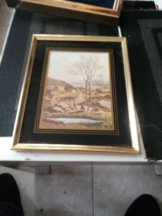 Cuadro antiguo paisaje rural