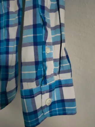 Camisa Benetton cuadros azul y blanco