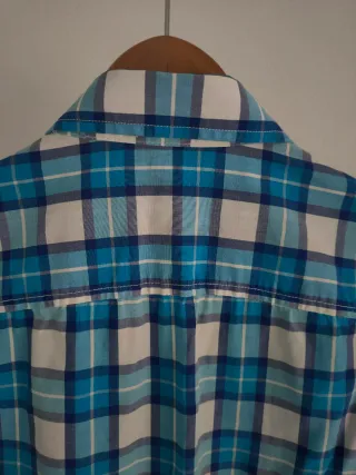 Camisa Benetton cuadros azul y blanco