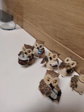 Conjunto 7 Búhos Decorativos Resina