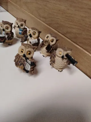 Conjunto 7 Búhos Decorativos Resina