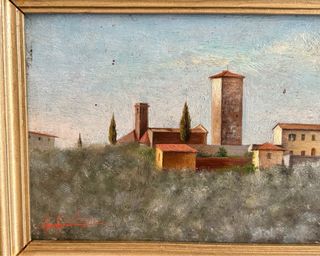 Olio su tavola Paesaggio toscano