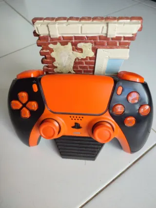 Comando PS5 Customizado Laranja e Preto