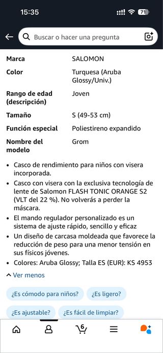Casco Esquí Salomon Visera Niña Talla S