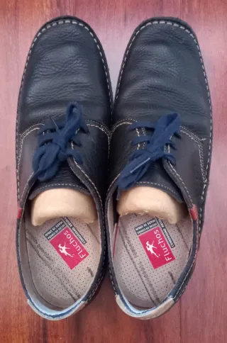 Zapatos Fluchos Piel Azul