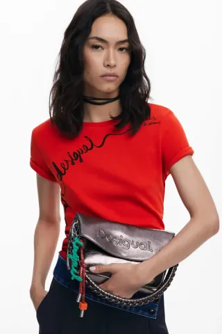 Bolso Desigual plateado con detalles