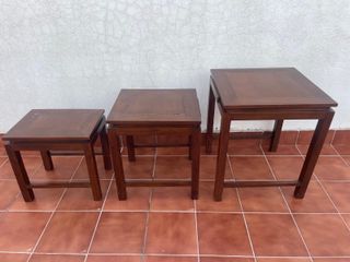 Juego 3 mesitas nido madera tropical