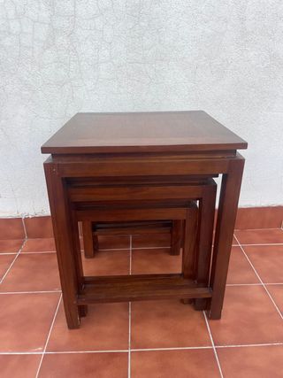 Juego 3 mesitas nido madera tropical