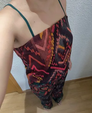 Mono desigual gasa estampado multicolor