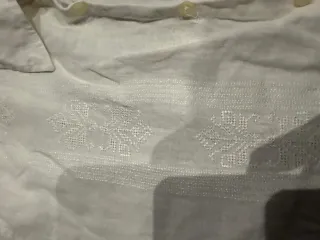 Camisa Lino Blanca Bordada hombre