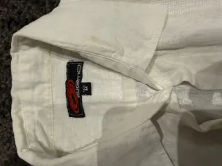 Camisa Lino Blanca Bordada hombre