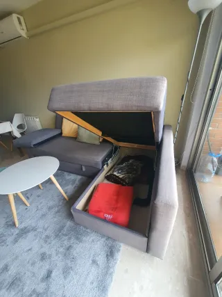 Sofá Cama Gris Tela