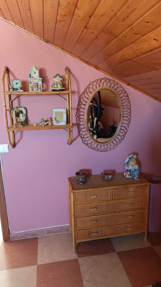 Conjunto muebles ratán mimbre