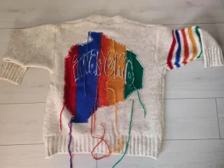 Cardigan Beige Multicolore Taglia Unica