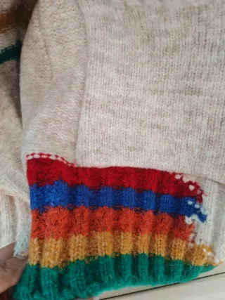 Cardigan Beige Multicolore Taglia Unica