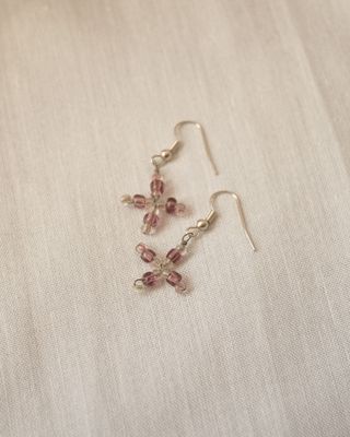 Brincos Cruz Rosa e Prata