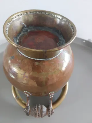 Jarra  para ceniza vintage cobre y latón