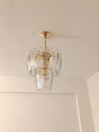 Dos lámparas colgante cristal y metal