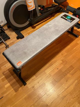 Juego de pesas: discos, barras, banco