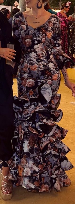 Vestido Flamenca Volantes Estampado Floral