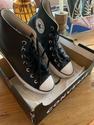 Bambas Converse Piel Negras Talla 39