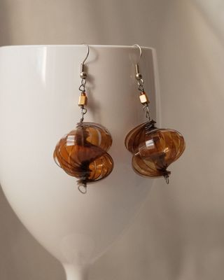 Brincos Espirais Castanhos Dourados