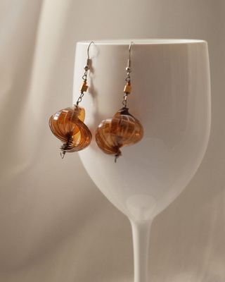 Brincos Espirais Castanhos Dourados