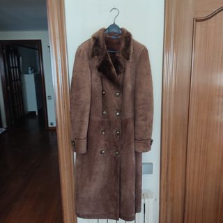 Abrigo Piel Vuelta Vintage Marrón