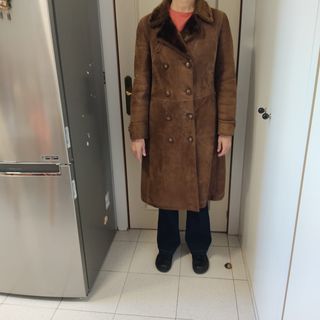 Abrigo Piel Vuelta Vintage Marrón