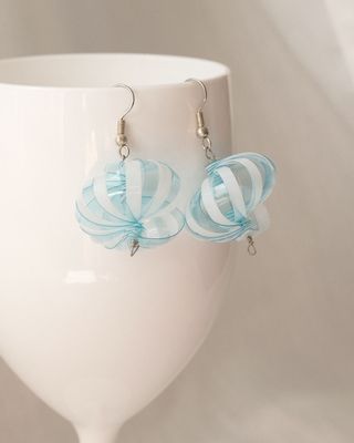 Brincos Espiral Azul Turquesa e Branco