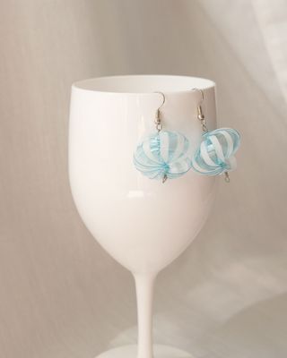 Brincos Espiral Azul Turquesa e Branco