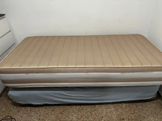 Cama individual 90cm beige y azul