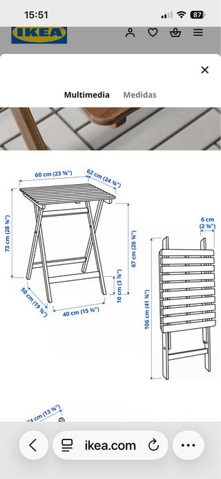 Mesa y Sillas Balcón Madera